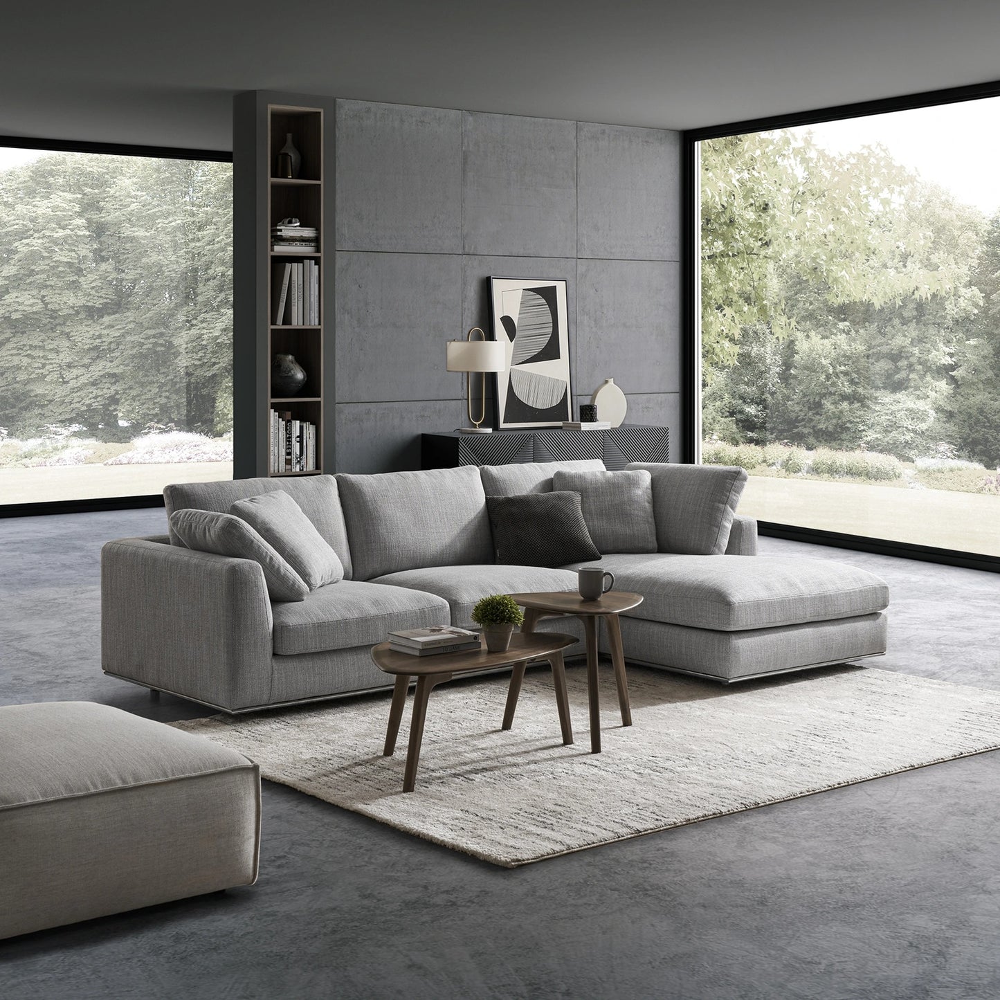 Hamilton Sectional Sofa, Left Facing, Smoke Gray
