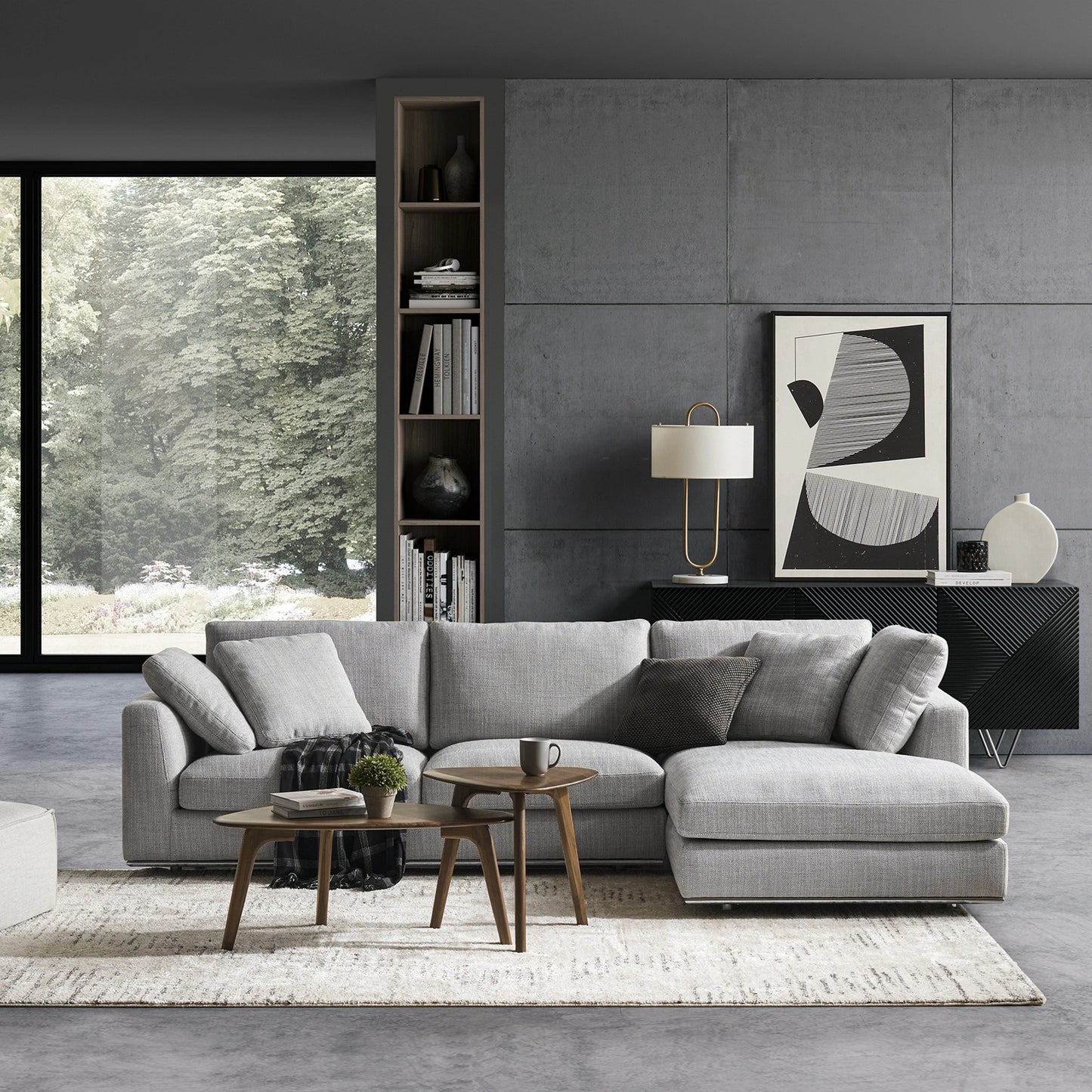 Hamilton Sectional Sofa, Left Facing, Smoke Gray