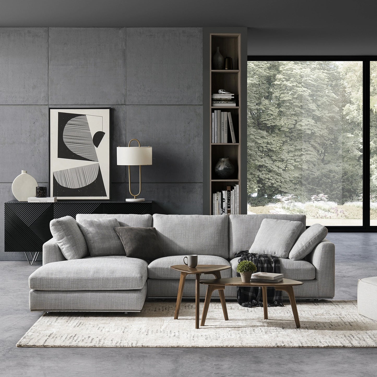 Hamilton Sectional Sofa, Right Facing, Smoke Gray