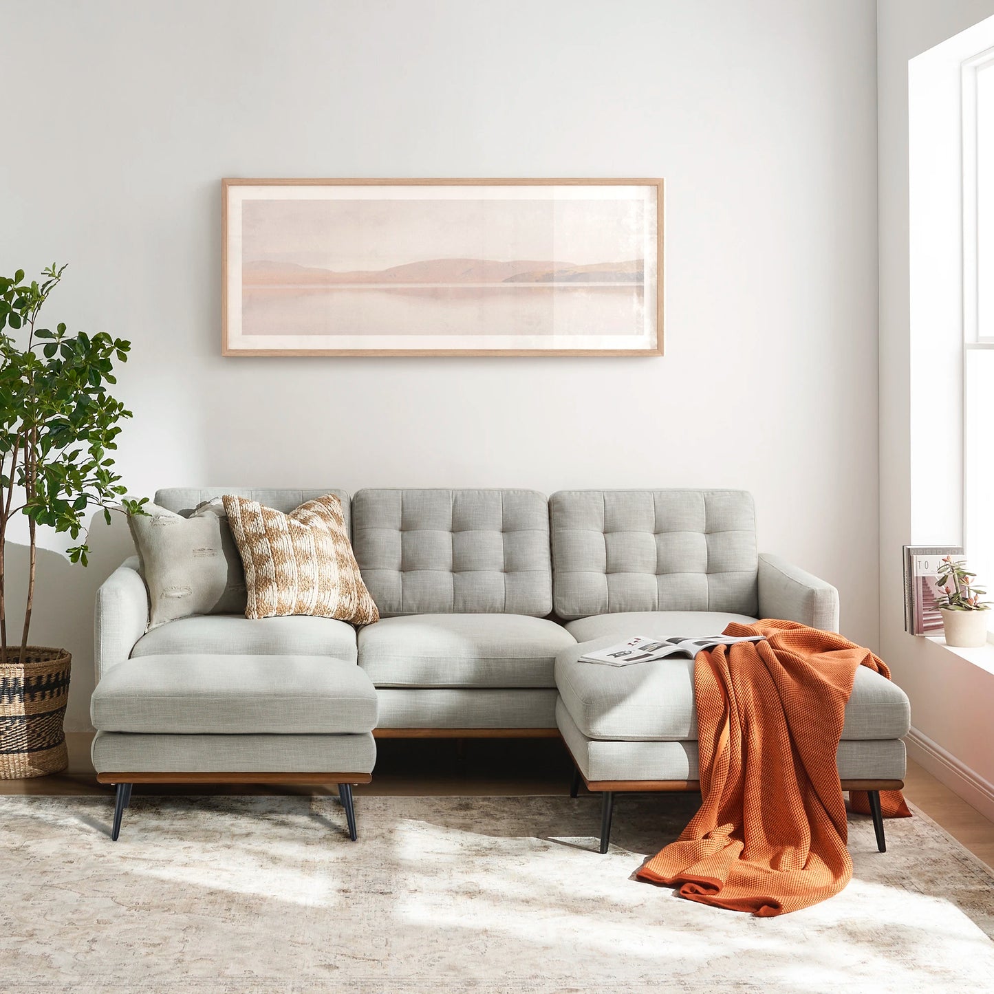 Loft Reversible Sectional Sofa, Beige