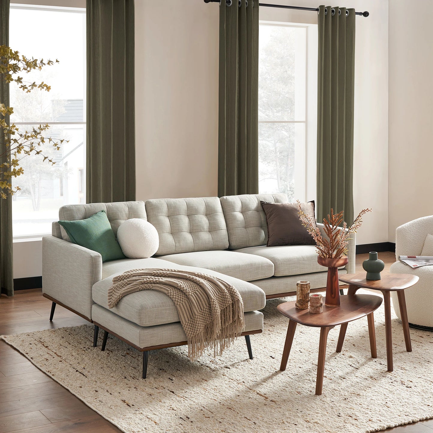 Loft Reversible Sectional Sofa, Beige
