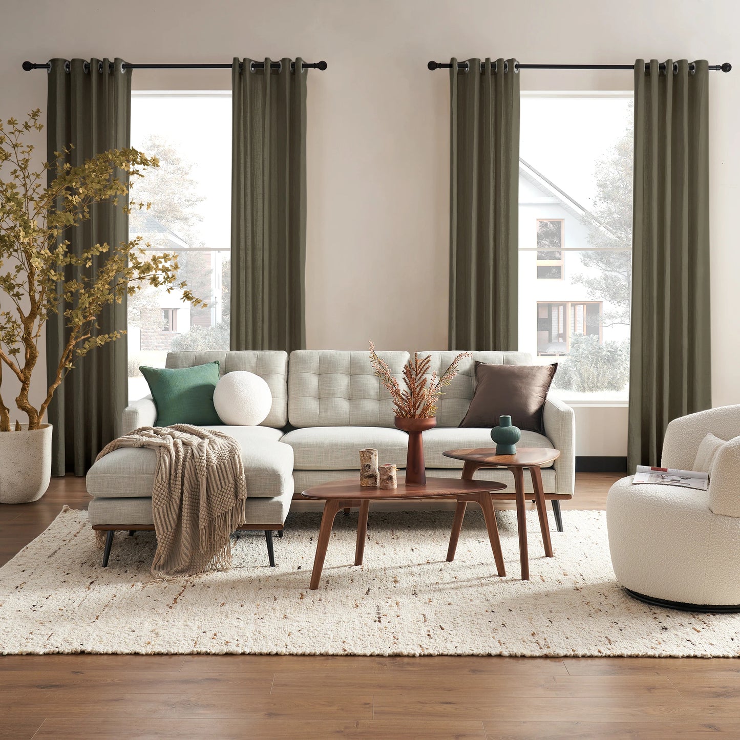 Loft Reversible Sectional Sofa, Beige