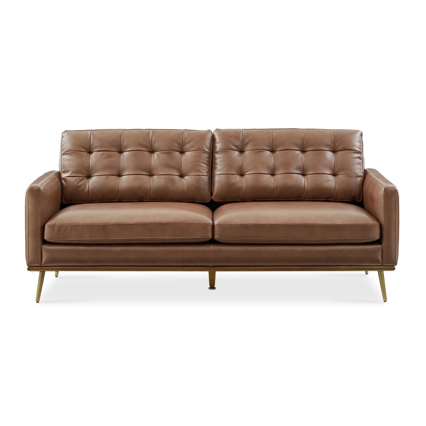 Loft Sofa With Ottoman, 2 Seater, Brown PU Leather
