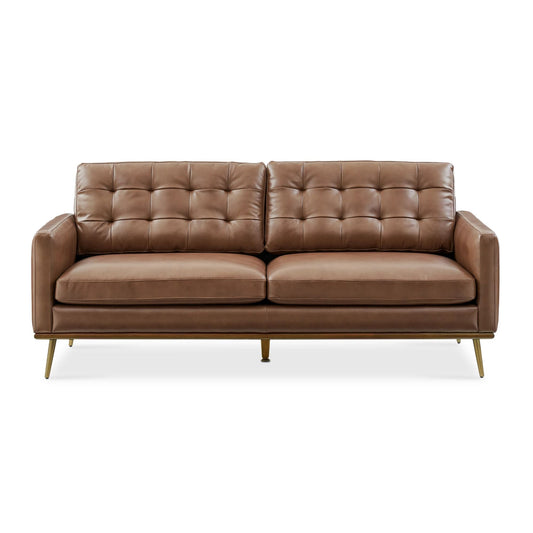 Loft Sofa With Ottoman, 2 Seater, Brown PU Leather