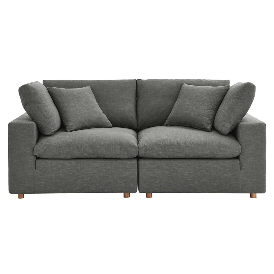 Haven Deep Seat Sectional Sofa, 2 Seater, Gray
