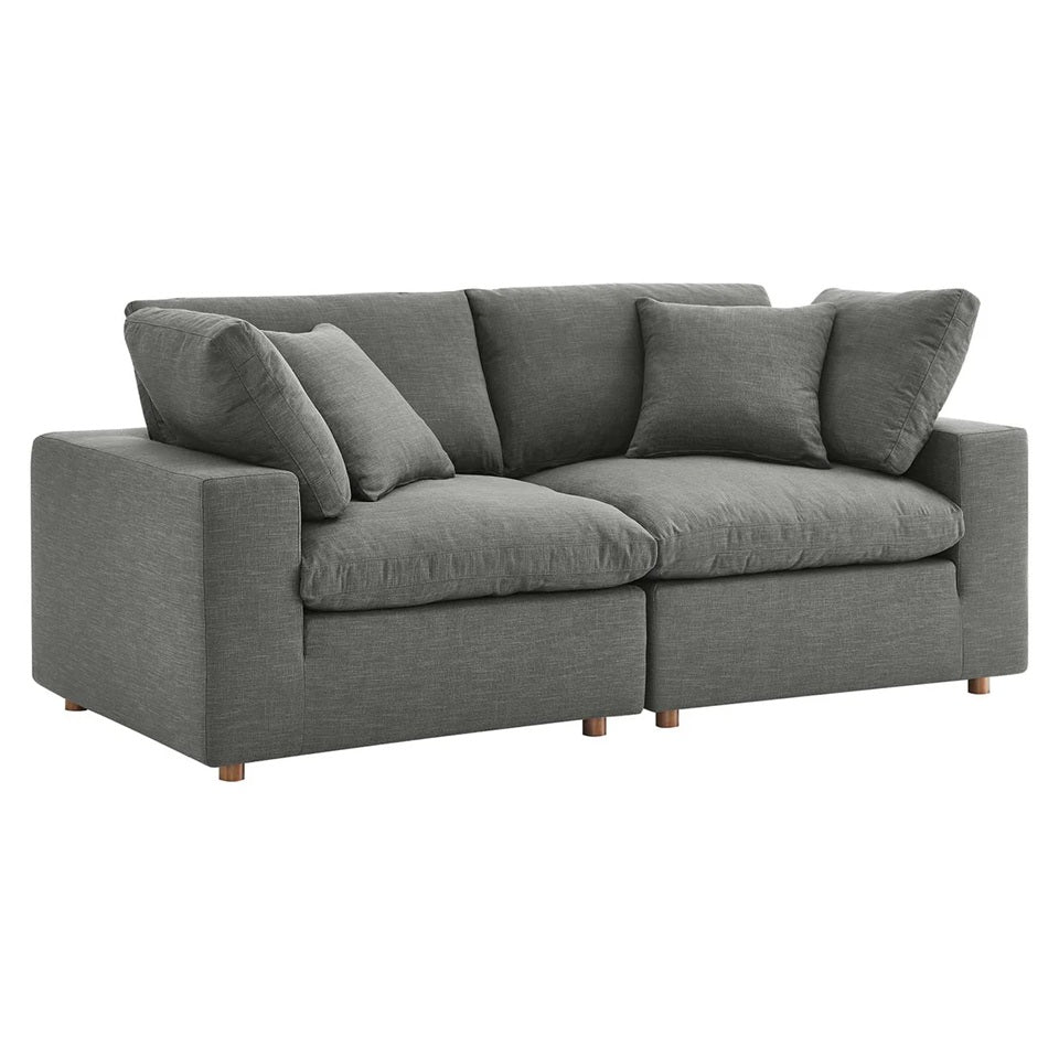 Haven Deep Seat Sectional Sofa, 2 Seater, Gray