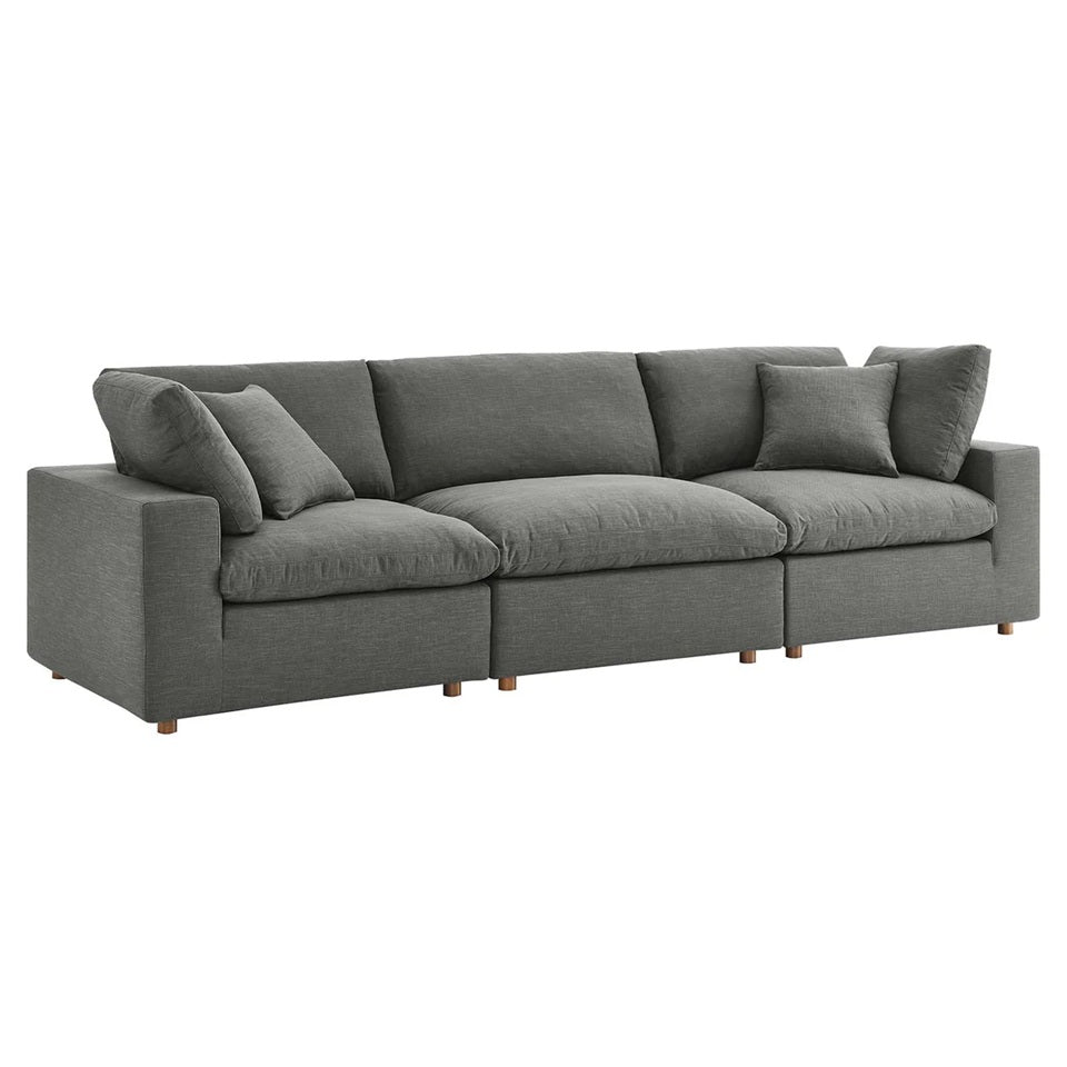 Side angle of the Haven sofa styled in a compact living room