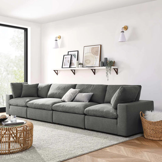 Haven Deep Seat Sectional Sofa, 4 Seater, Gray