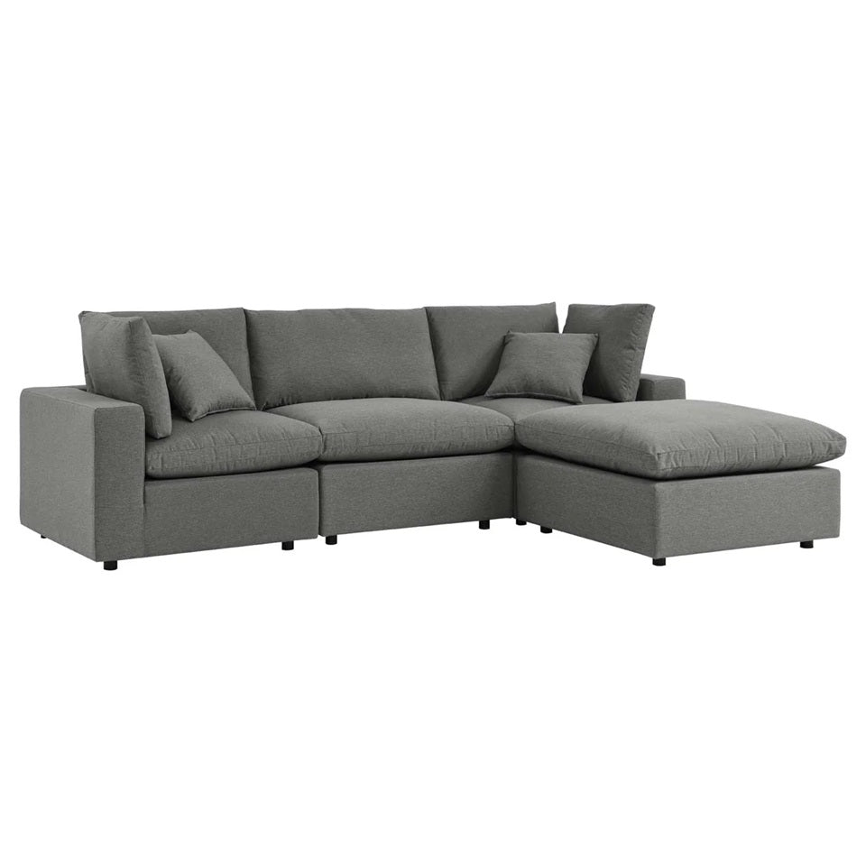 Haven Deep Seat Sectional Sofa With Ottoman, 3 Seater, Gray