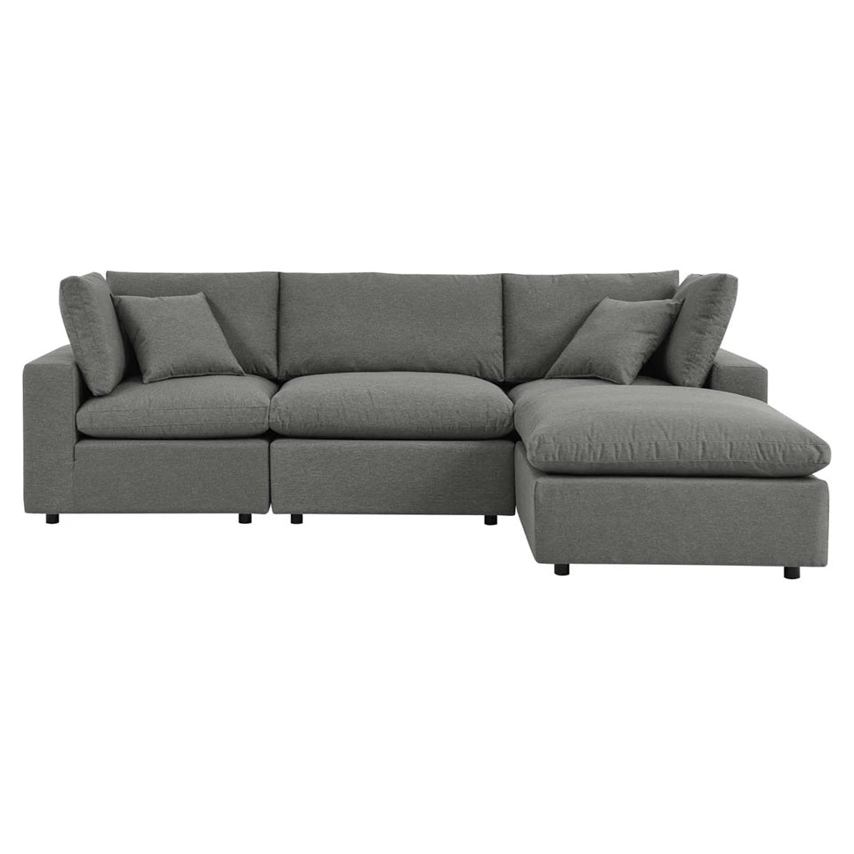 Haven Deep Seat Sectional Sofa With Ottoman, 3 Seater, Gray