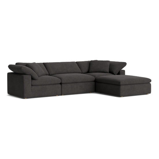 Haven Deep Seat Sectional Sofa With Ottoman, 3 Seater, Gray