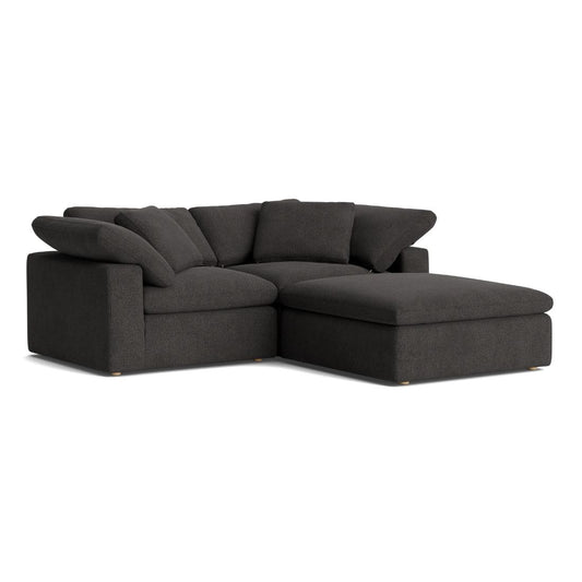 Haven Deep Seat Sectional Sofa With Ottoman, 2 Seater, Gray