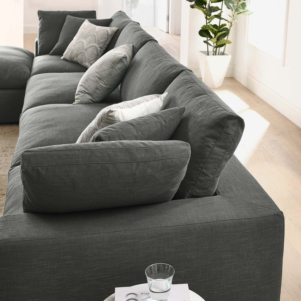 Haven Deep Seat Sectional Sofa With Ottoman, 4 Seater, Gray