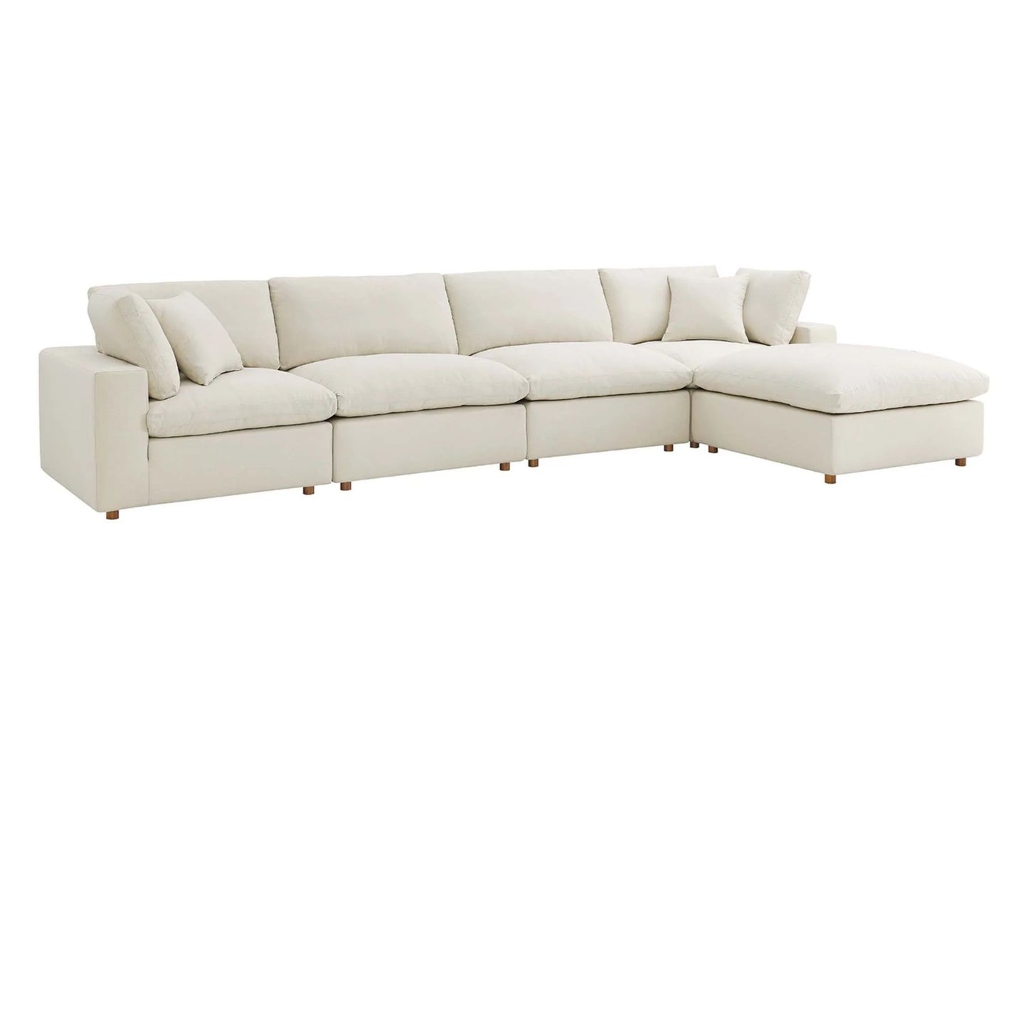 Haven Deep Seat Sectional Sofa With Ottoman, 4 Seater, Beige