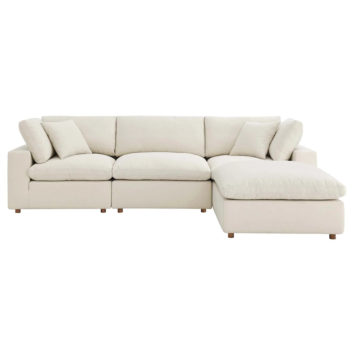 Haven Deep Seat Sectional Sofa With Ottoman, 3 Seater, Beige
