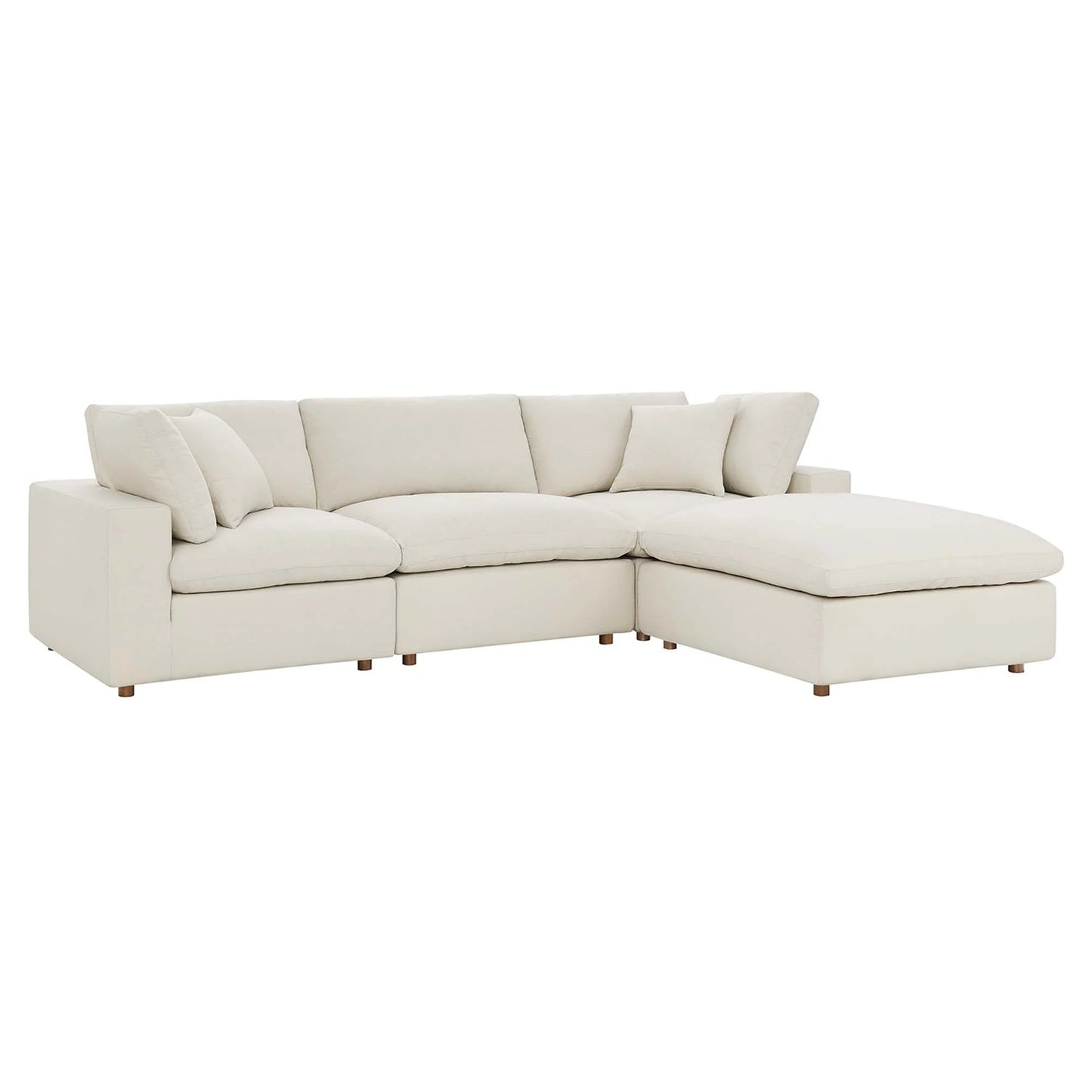 Haven Deep Seat Sectional Sofa With Ottoman, 3 Seater, Beige