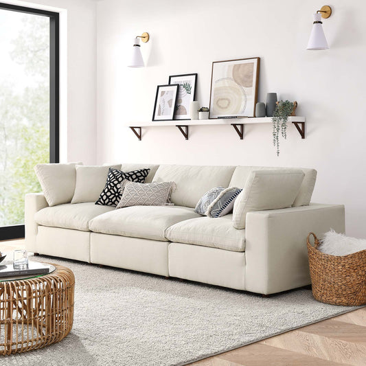 Haven Deep Seat Sectional Sofa, 3 Seater, Beige