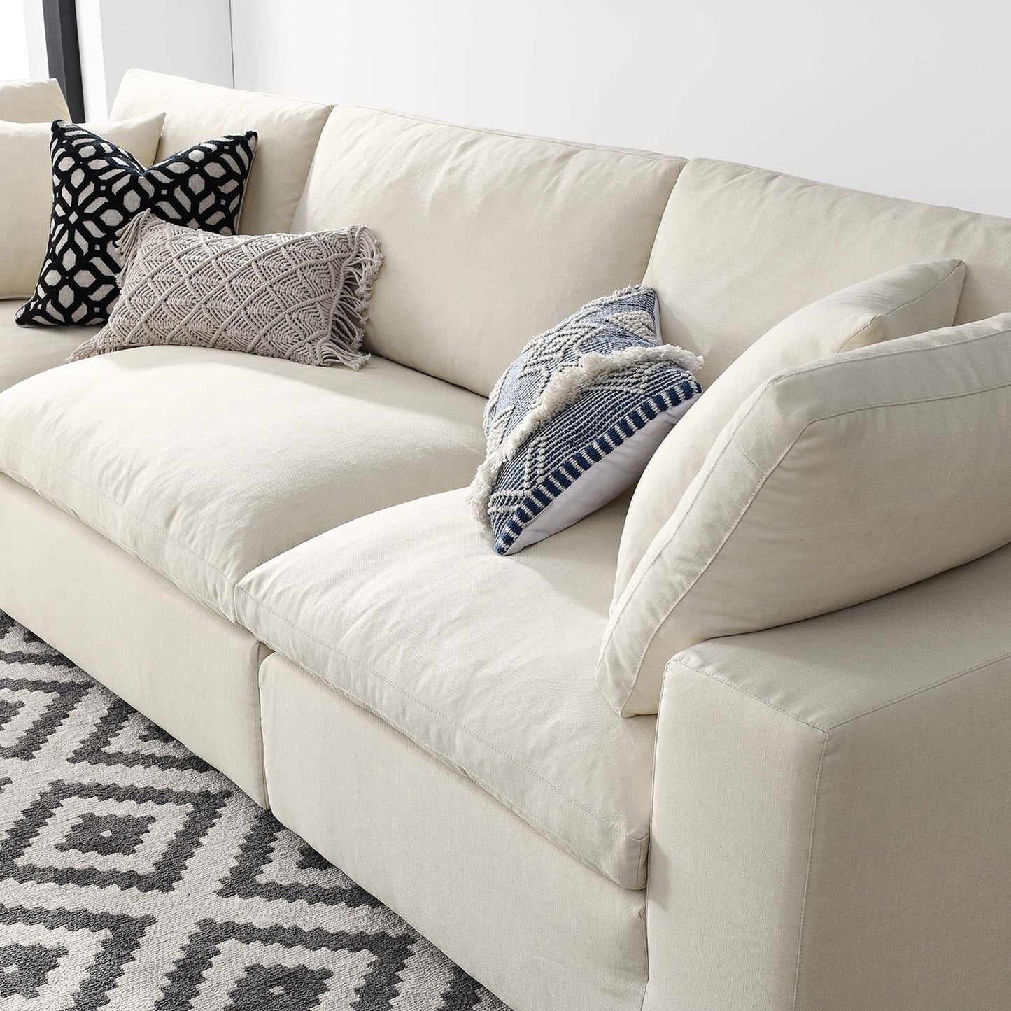 Haven Deep Seat Sectional Sofa, 3 Seater, Beige