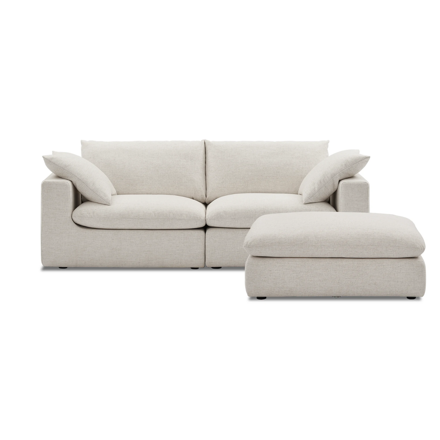 Duke Deep Seat Sofa With Ottoman, 2 Seater, Beige