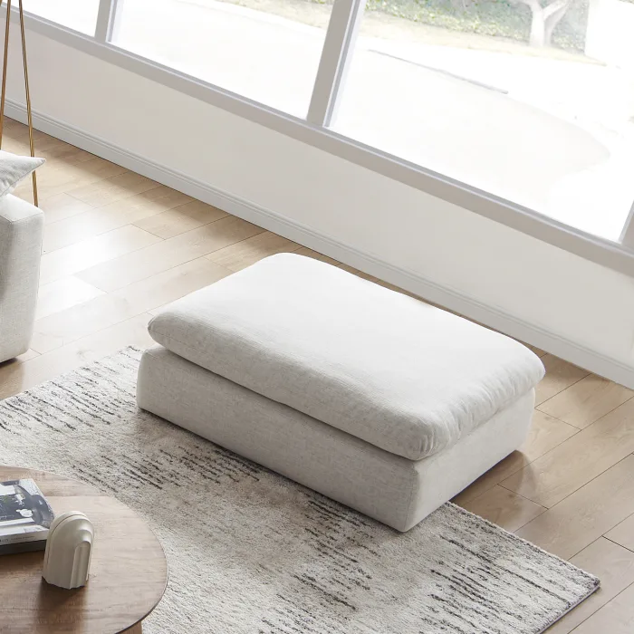 Duke Deep Seat Sofa With Ottoman, 2 Seater, Beige