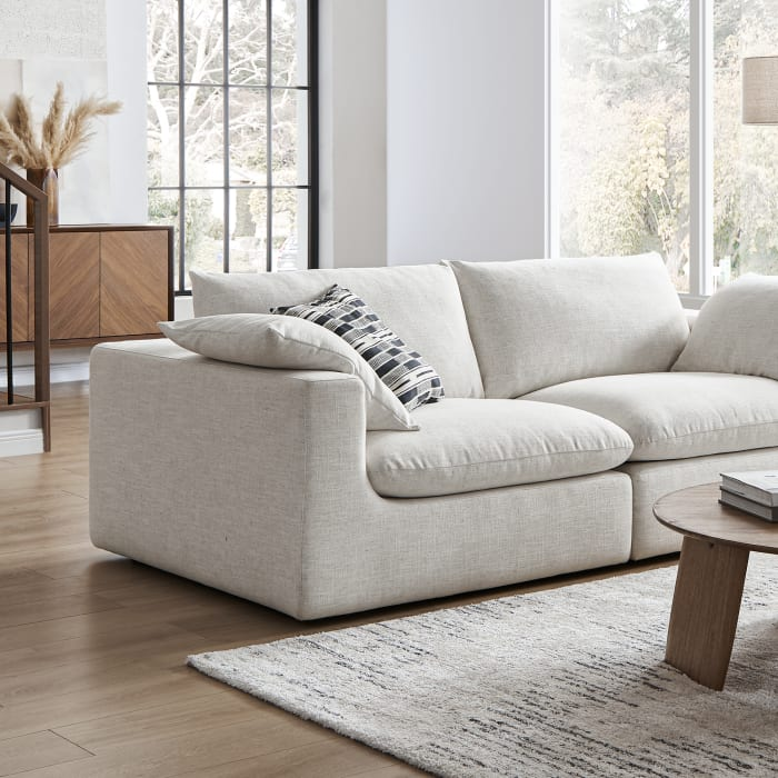 Duke Deep Seat Sofa With Ottoman, 2 Seater, Beige