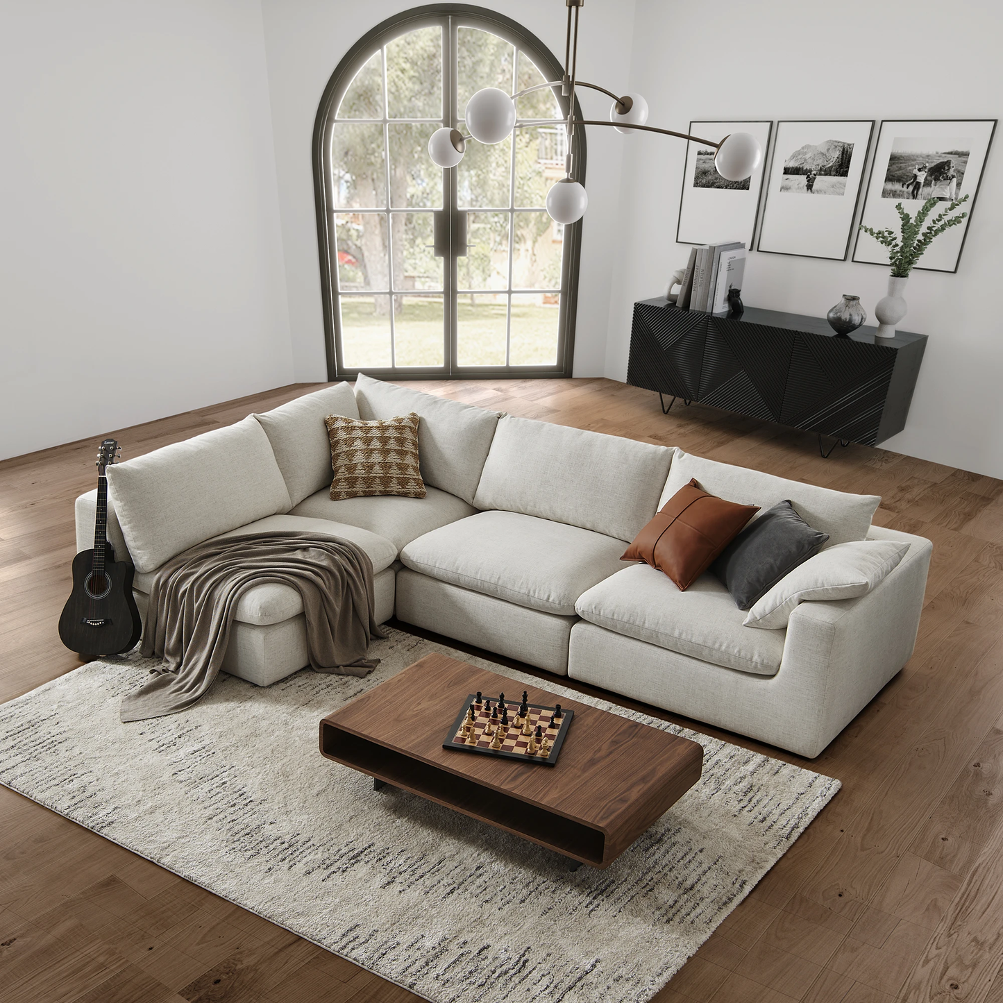 Duke Deep Seat Sofa, 4 Seater, Beige