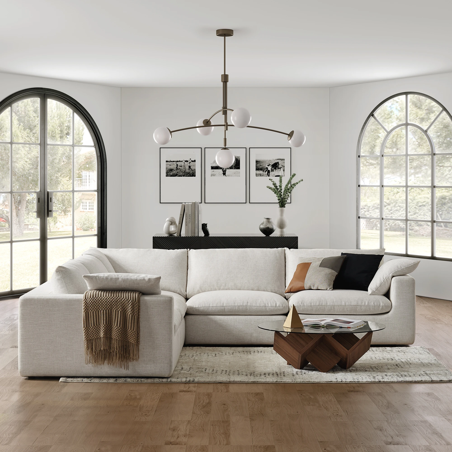 Duke Deep Seat Sofa, 5 Seater, Beige