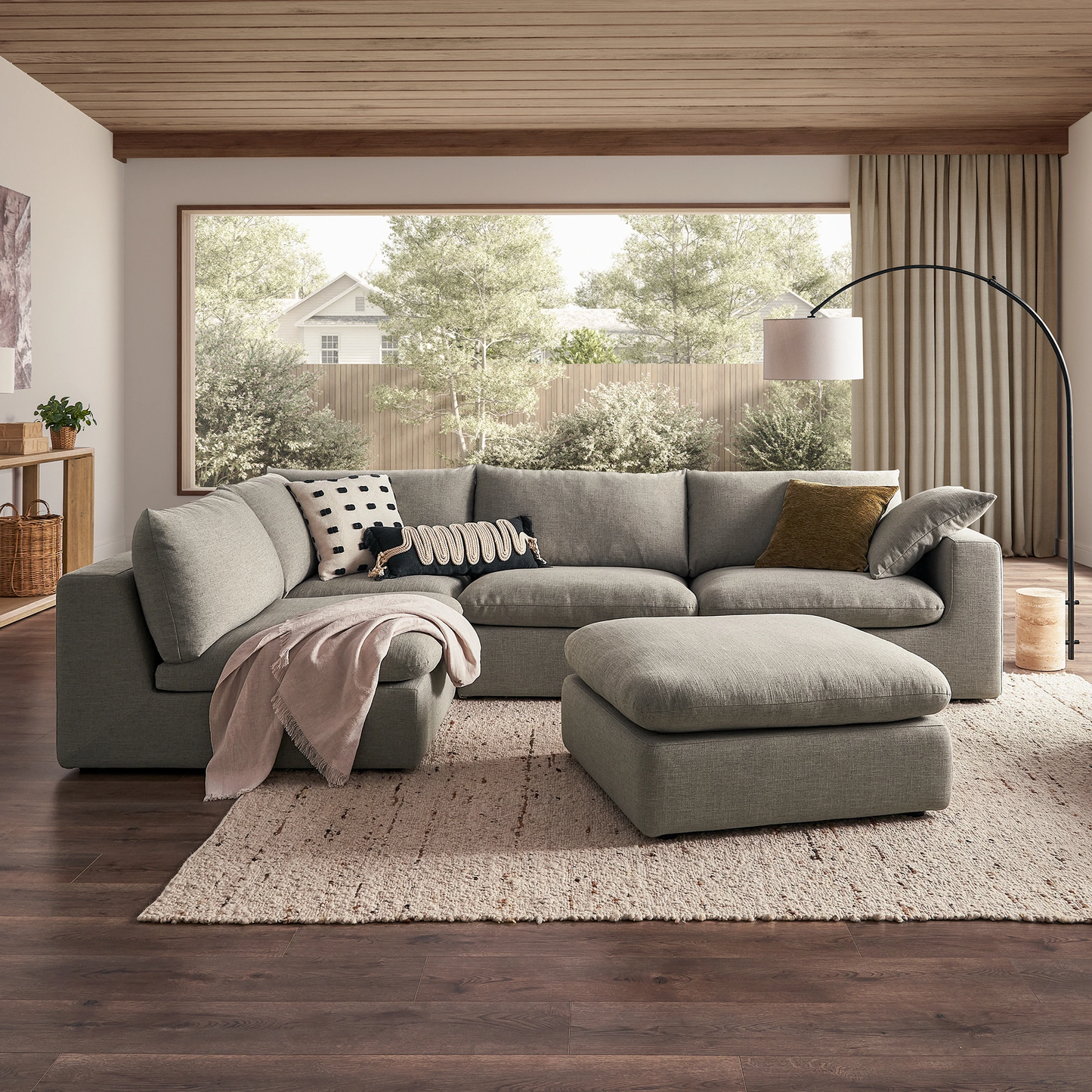 Duke Deep Seat Sofa, 4 Seater, Gray