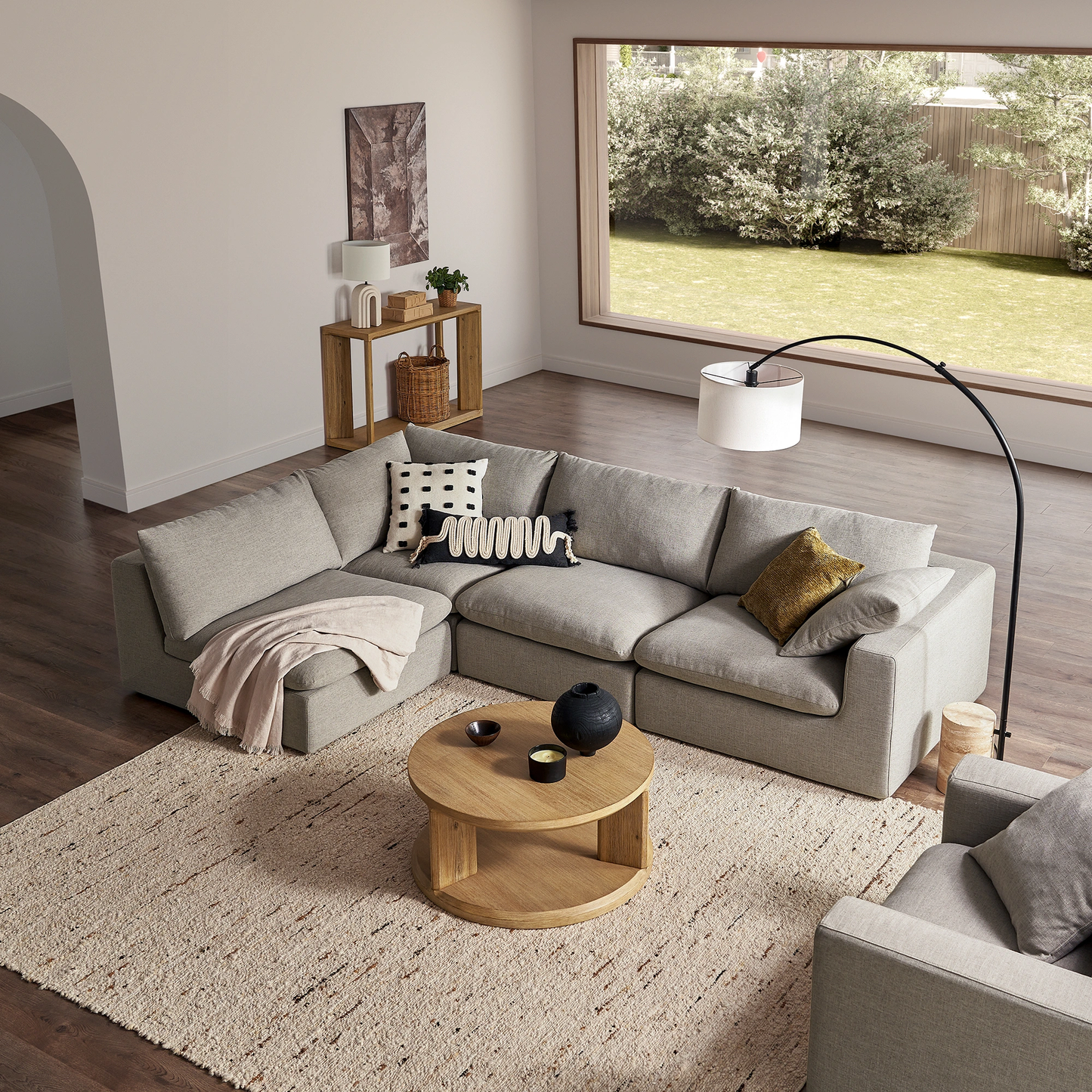 Duke Deep Seat Sofa, 4 Seater, Gray