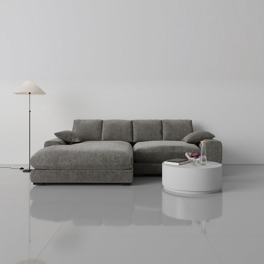 Plush Reversible Deep Seat Sectional Sofa, Charcoal Gray