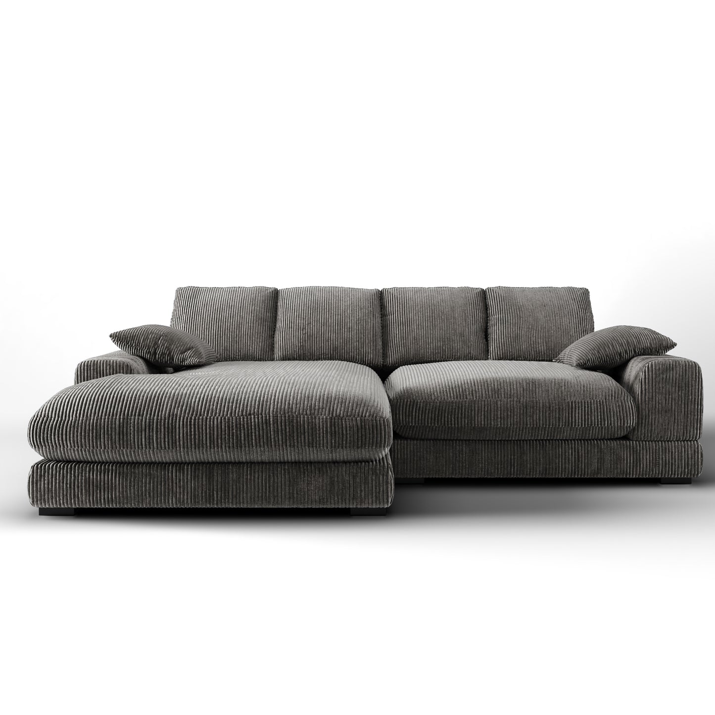 Plush Reversible Deep Seat Sectional Sofa, Charcoal Gray