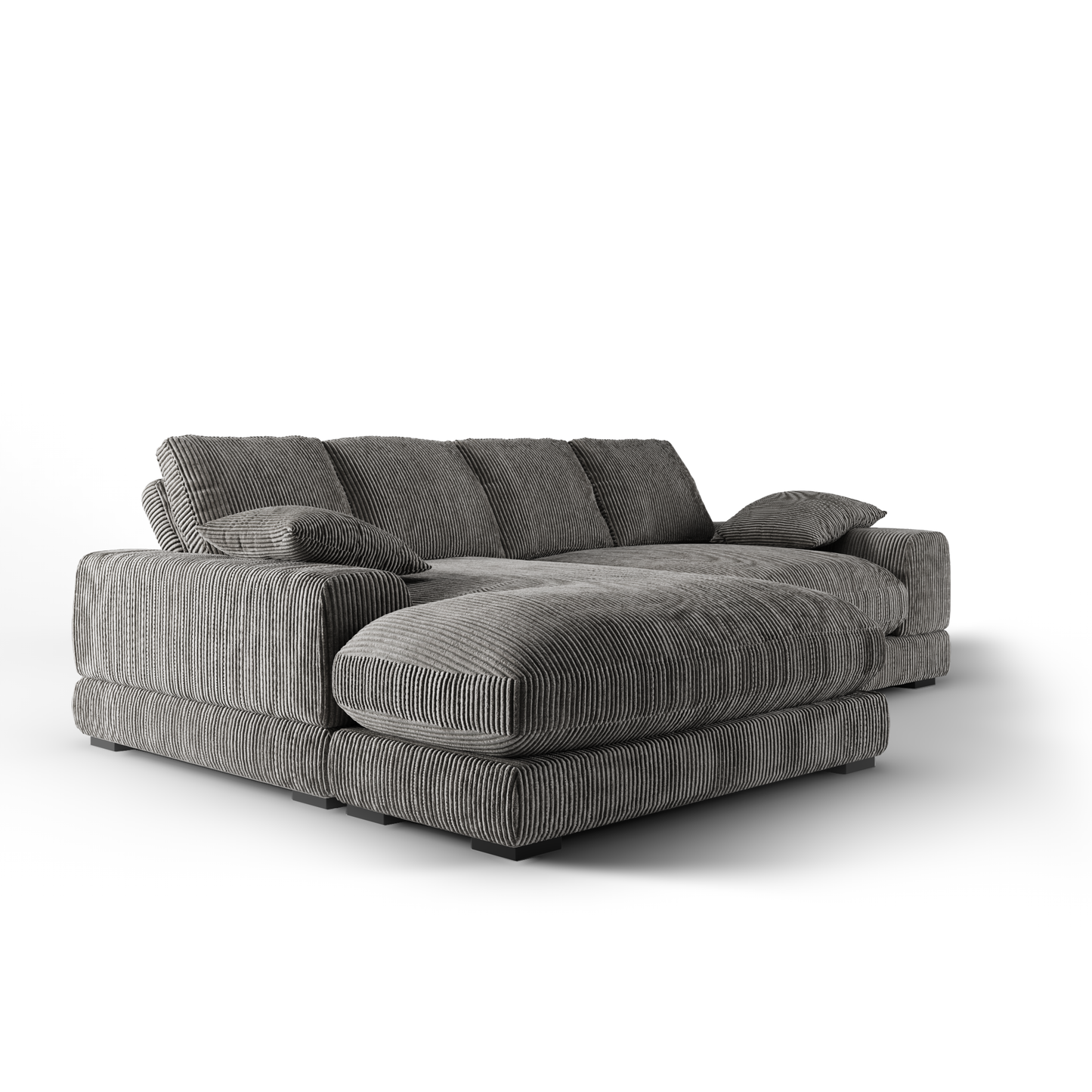Plush Reversible Deep Seat Sectional Sofa, Charcoal Gray