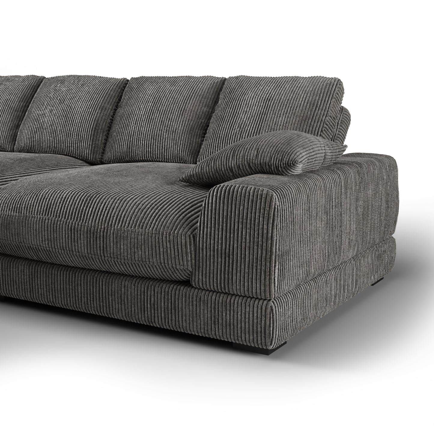 Plush Reversible Deep Seat Sectional Sofa, Charcoal Gray