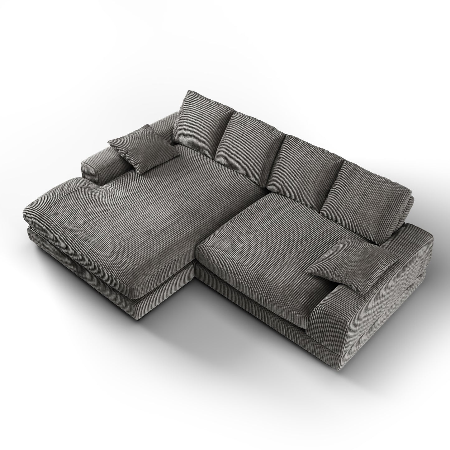 Plush Reversible Deep Seat Sectional Sofa, Charcoal Gray