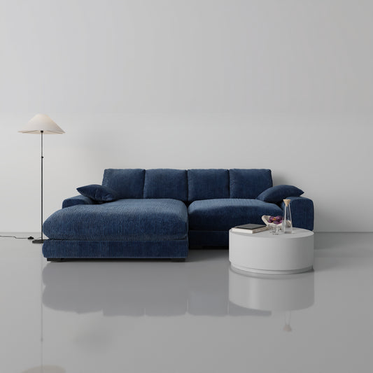 Plush Reversible Deep Seat Sectional Sofa, Navy Blue