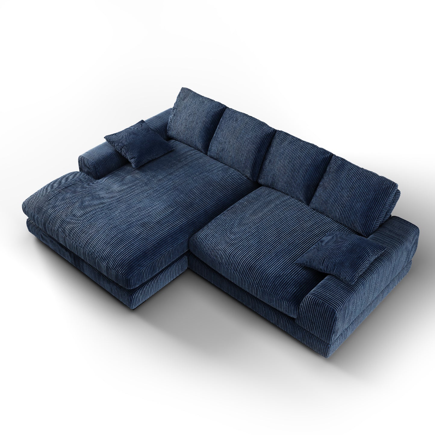 Plush Reversible Deep Seat Sectional Sofa, Navy Blue