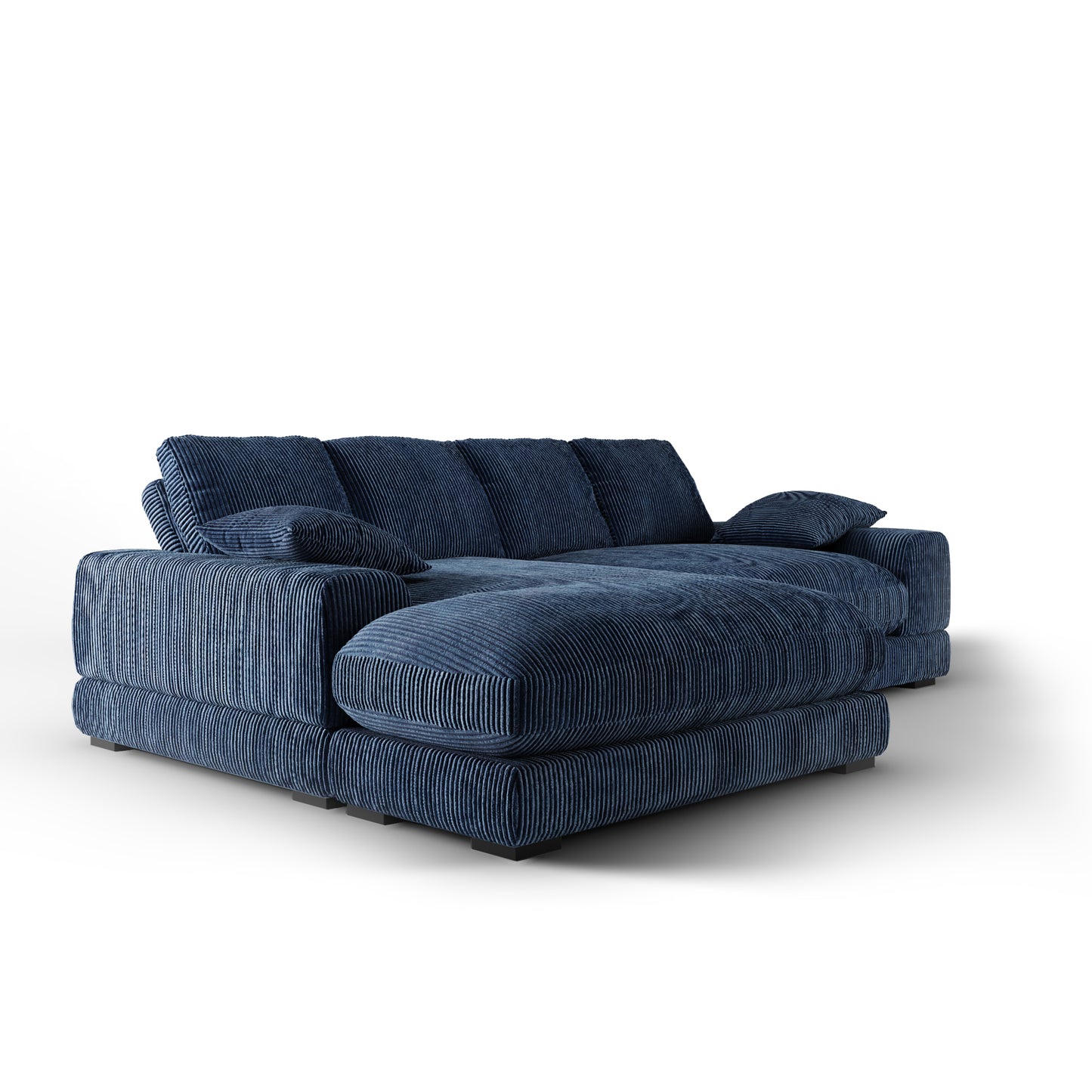 Plush Reversible Deep Seat Sectional Sofa, Navy Blue