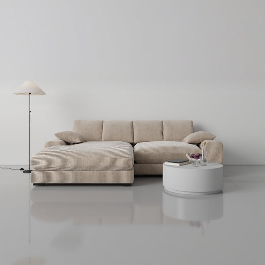 Plush Reversible Deep Seat Sectional Sofa, Cappuccino