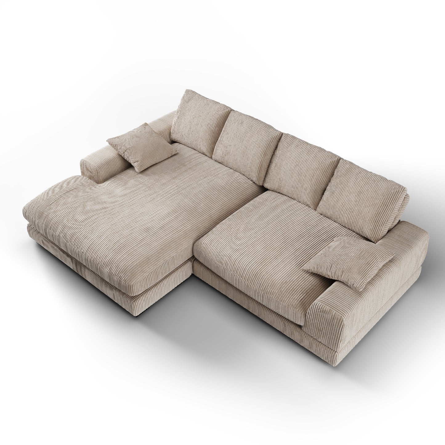 Plush Reversible Deep Seat Sectional Sofa, Cappuccino