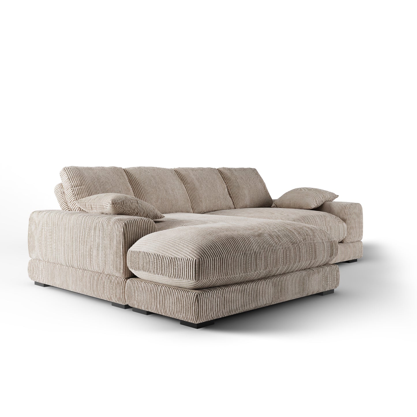 Plush Reversible Deep Seat Sectional Sofa, Cappuccino