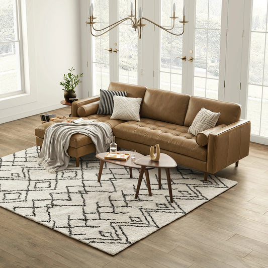 Napa Right Facing Sofa, Tan PU Leather