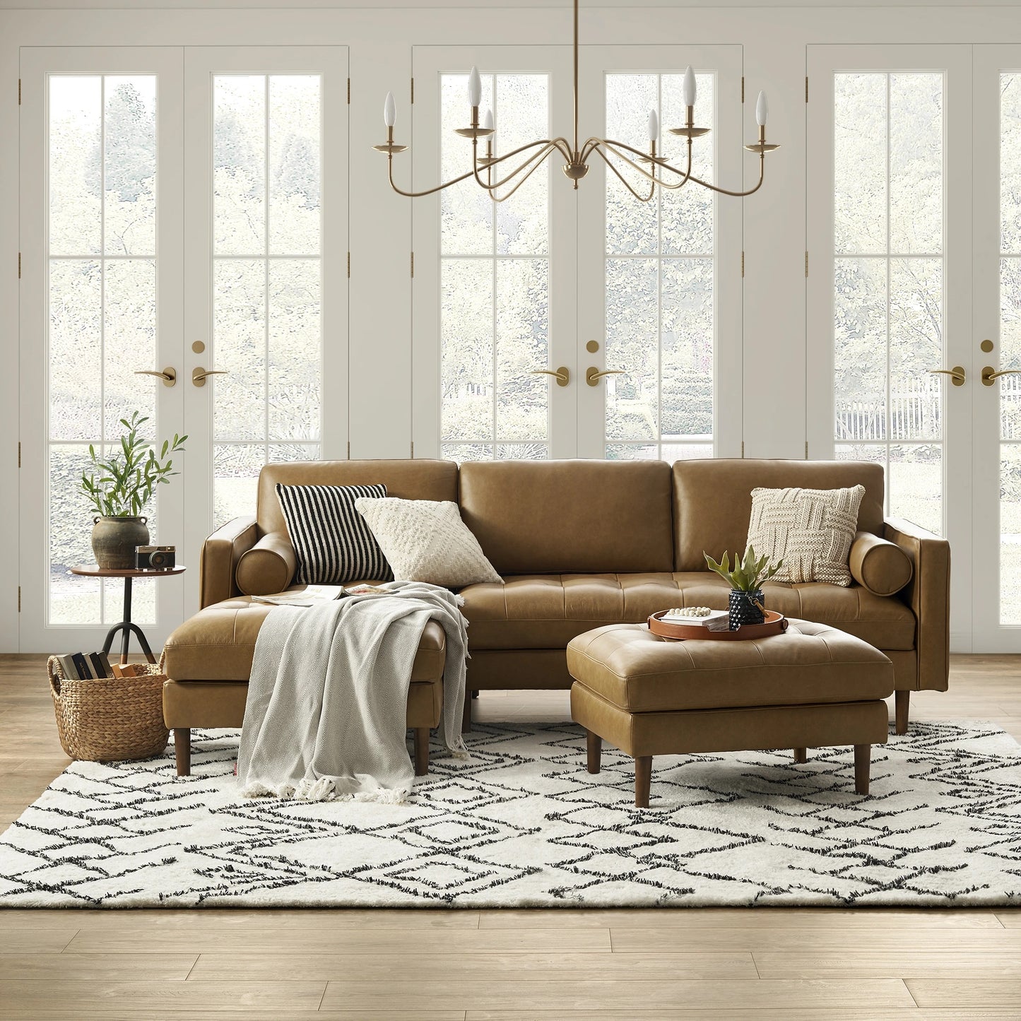 Napa Right Facing Sofa, Tan PU Leather