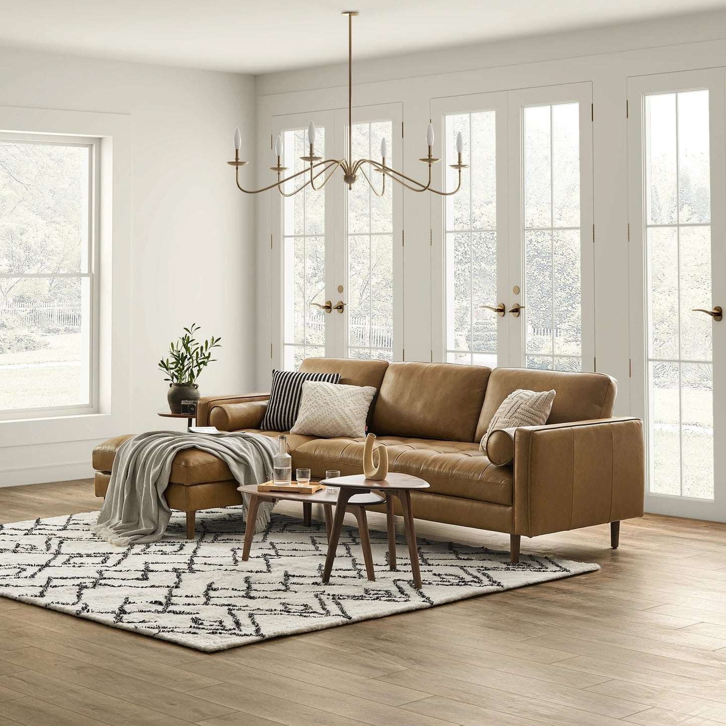 Napa Right Facing Sofa, Tan PU Leather