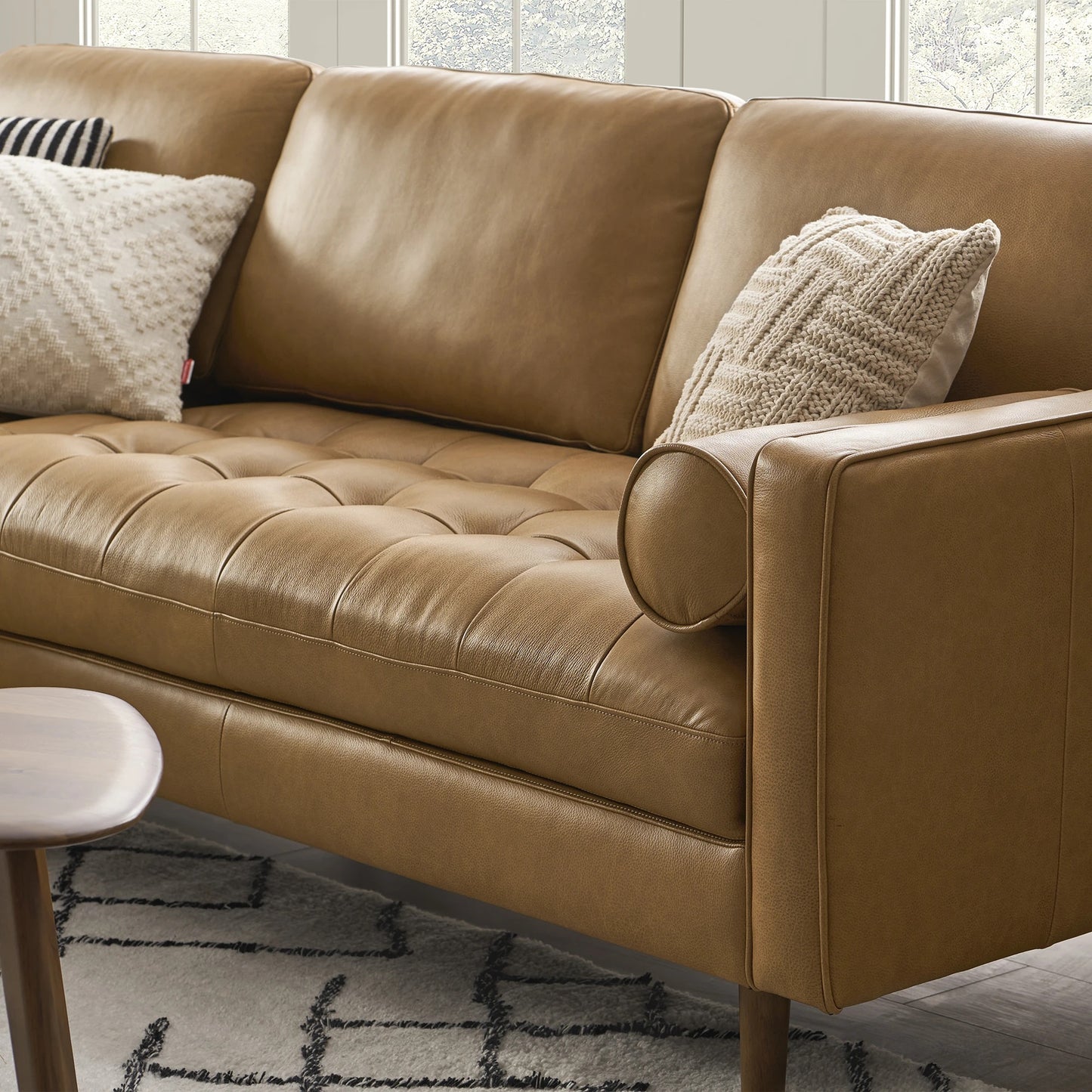 Napa Right Facing Sofa, Tan PU Leather
