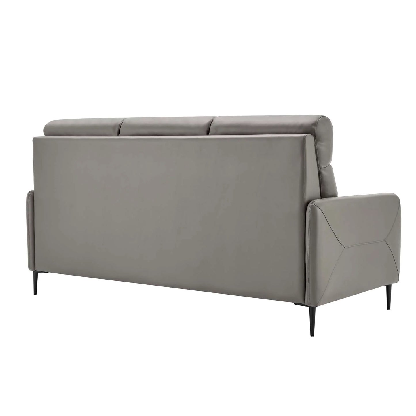 Huxley PU Leather Sectional Sofa, 3 Seater, Gray