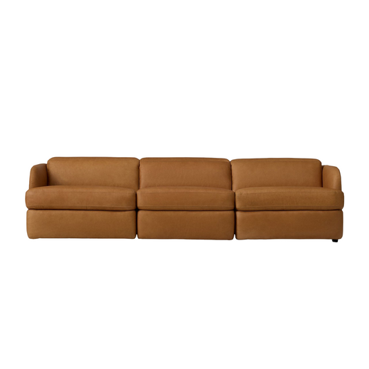 Aurum Recliner Leather Sofa, 3 Seater, Tan