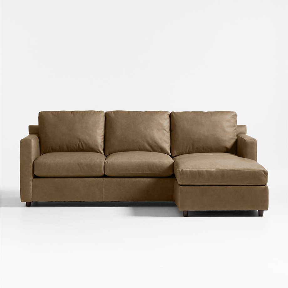 Left-facing L-shaped leatherette sofa in modern interior