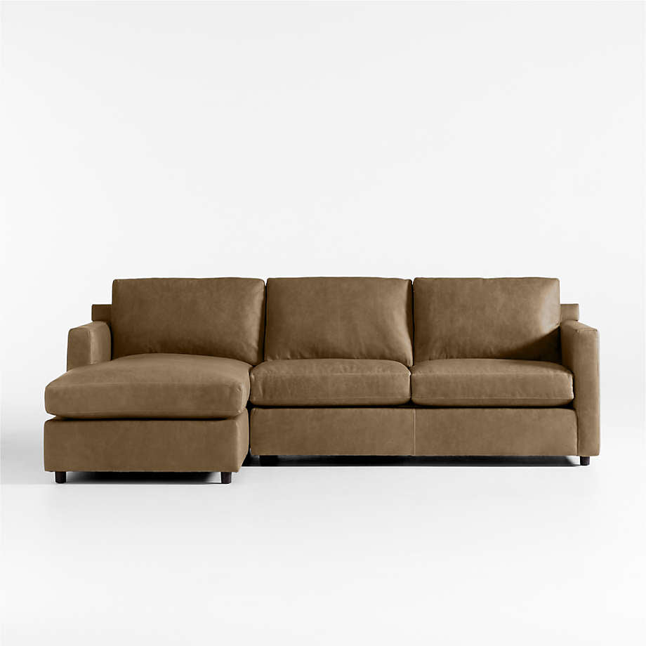Right-aligned chaise sectional with faux leather finish