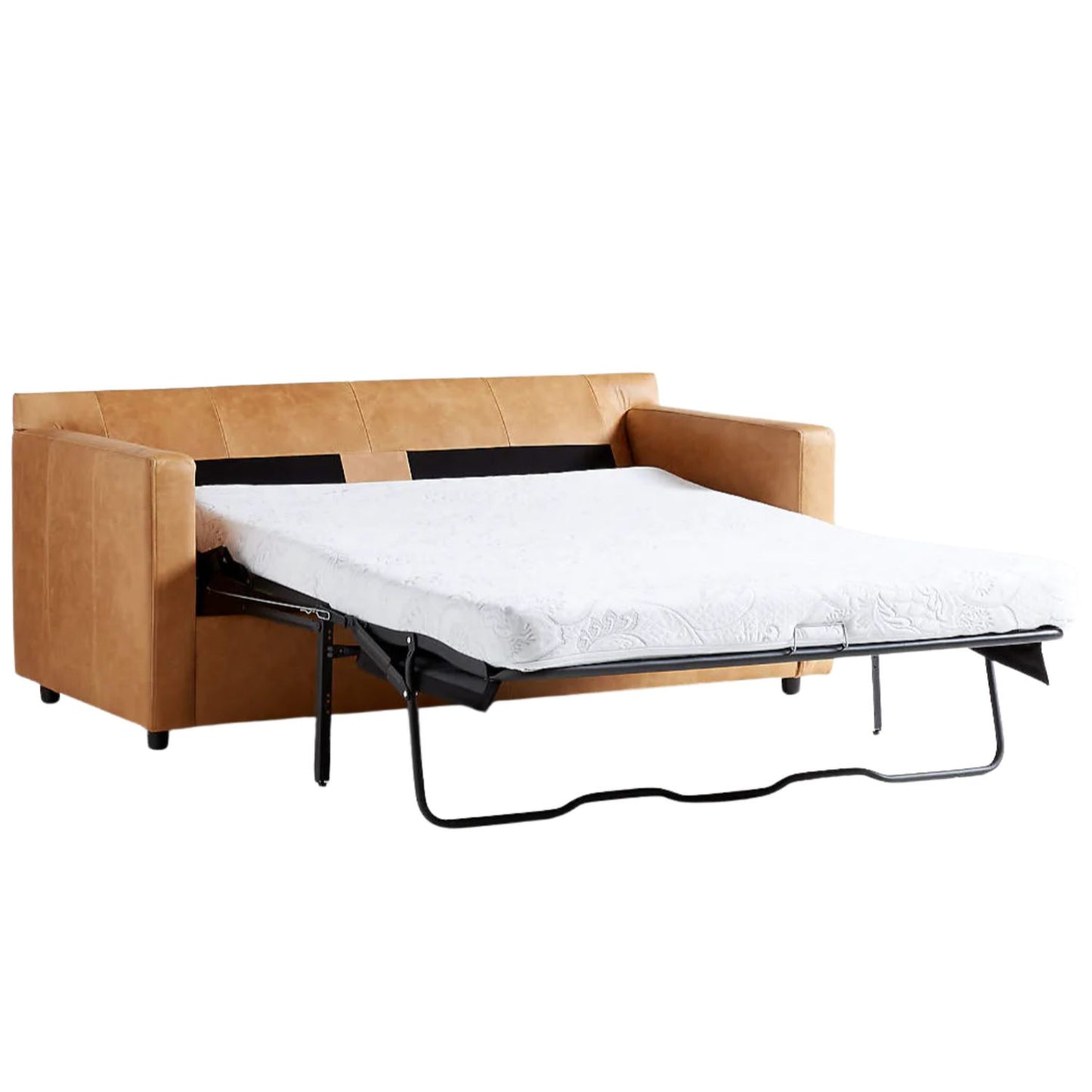 Fusion Sofa Cum Bed, 2 Seater, Tan PU Leather