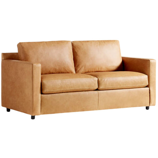 Fusion Sofa Cum Bed, 2 Seater, Tan PU Leather